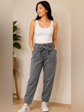 Banana Republic Gray Paperbag Straight-Leg Pants